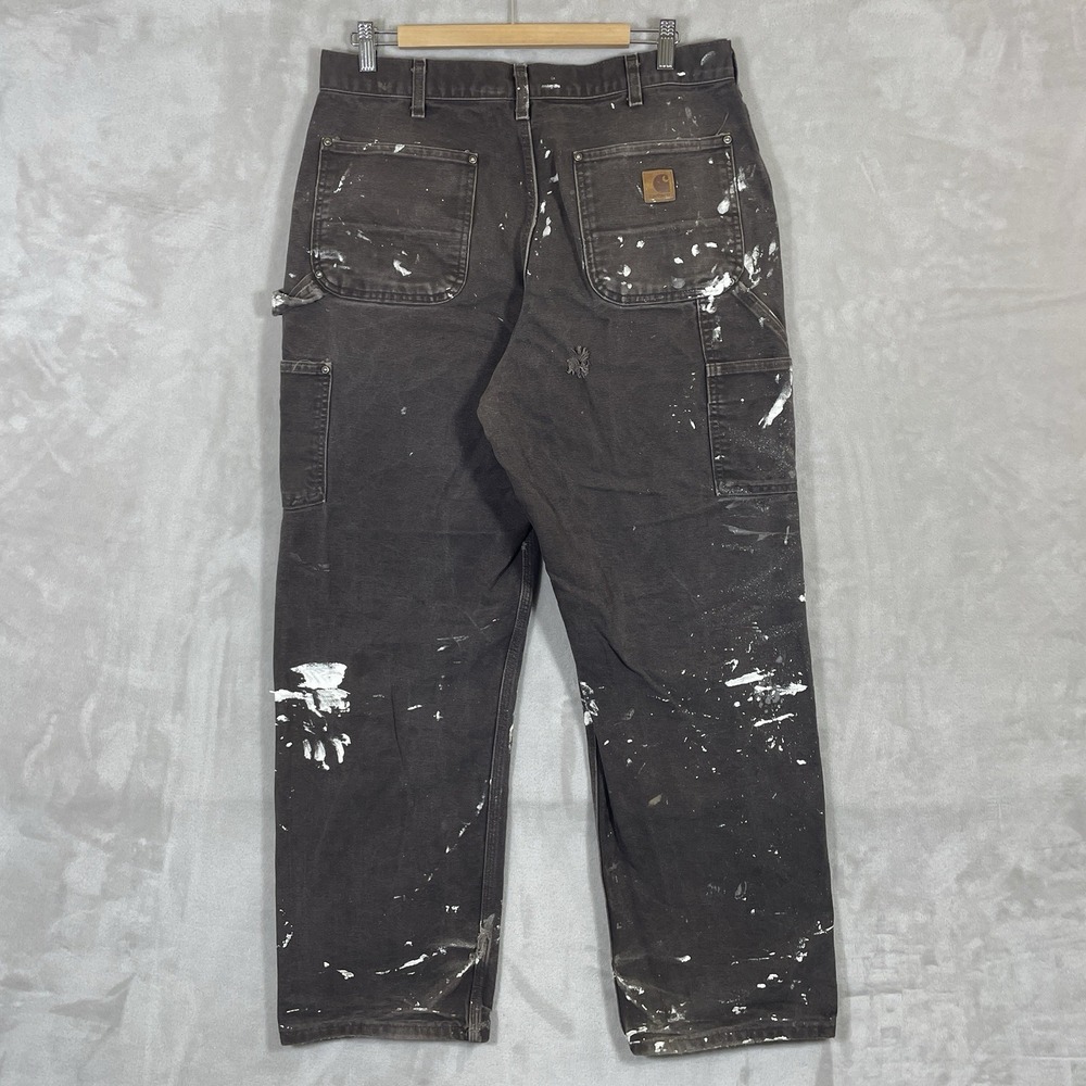 Vintage Carhartt B136 DKB Double Knee Pants Tag 34x32 Paint Distressed Loose Fit - Picture 4 of 14